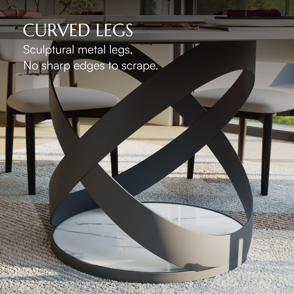for 4 White Glossy Sintered Stone Dining Tables