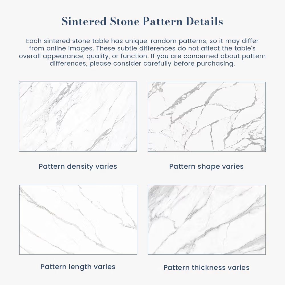 Partial Assembly Required White Glossy Sintered Stone Dining Tables