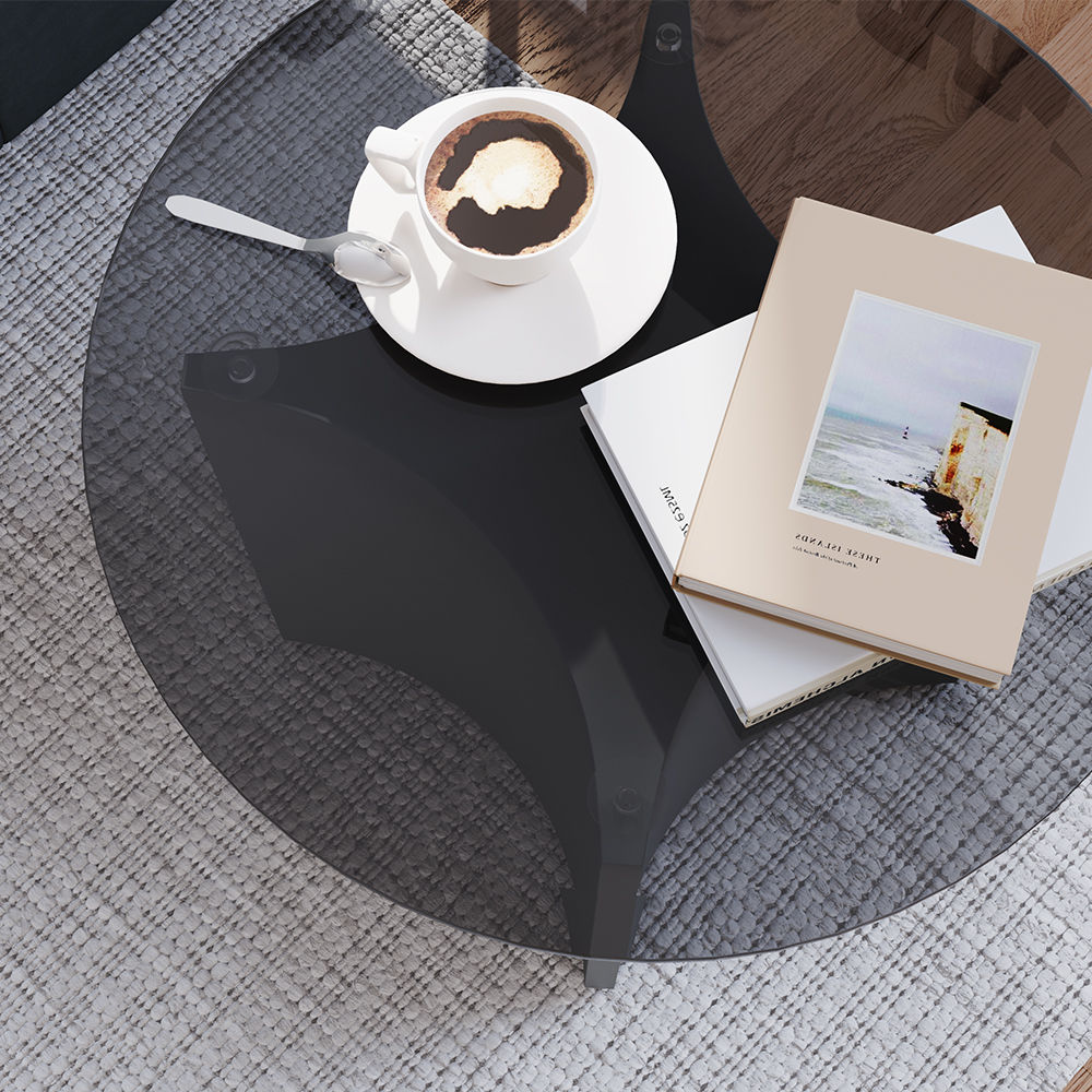 Modern Gray Tempered Glass End & Side Tables