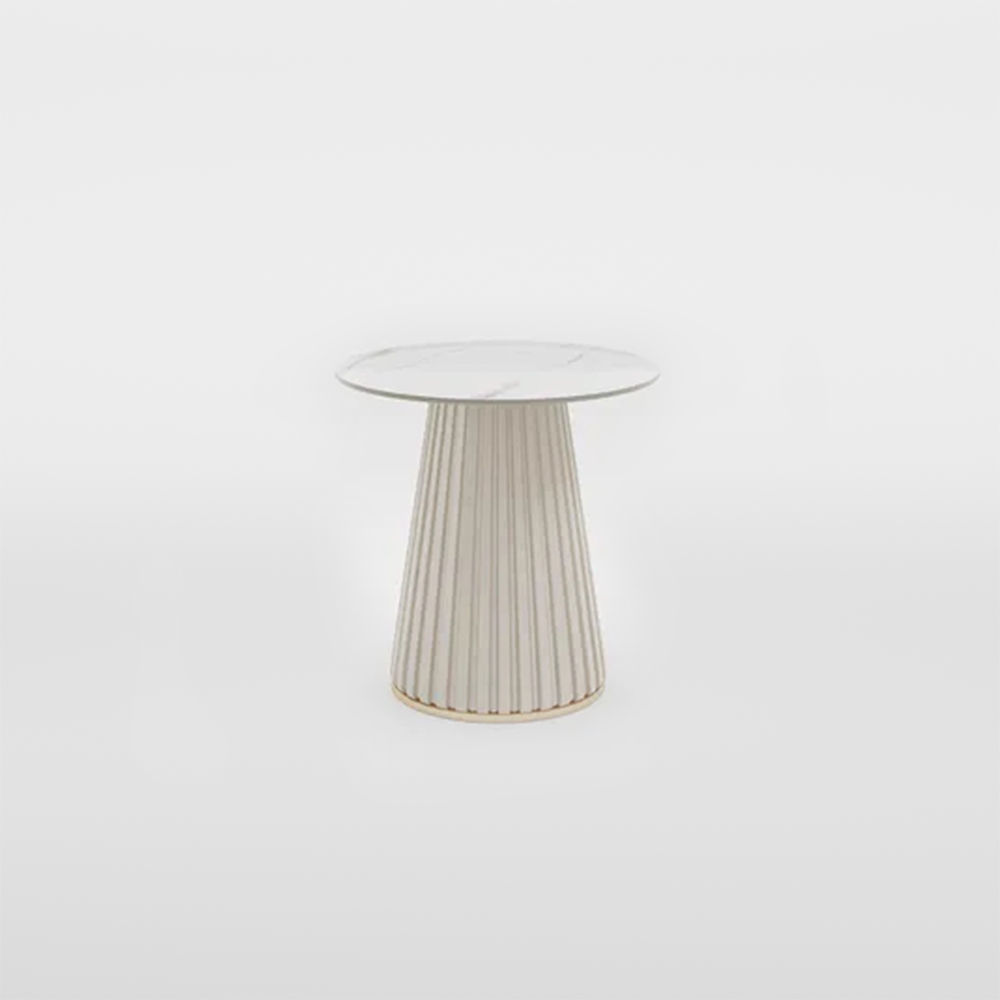 Sintered Stone White Glossy Sintered Stone End & Side Tables
