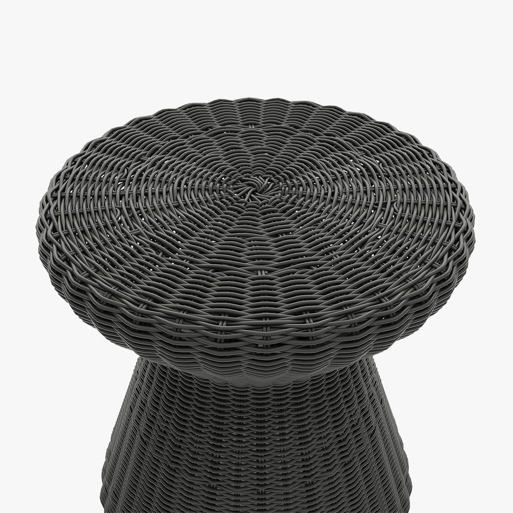 Modern Minimalist Black Rattan End & Side Tables