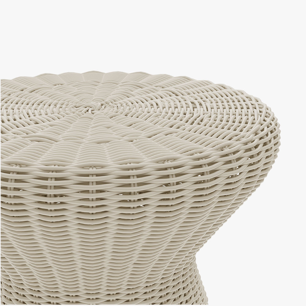 Modern Minimalist White Rattan End & Side Tables