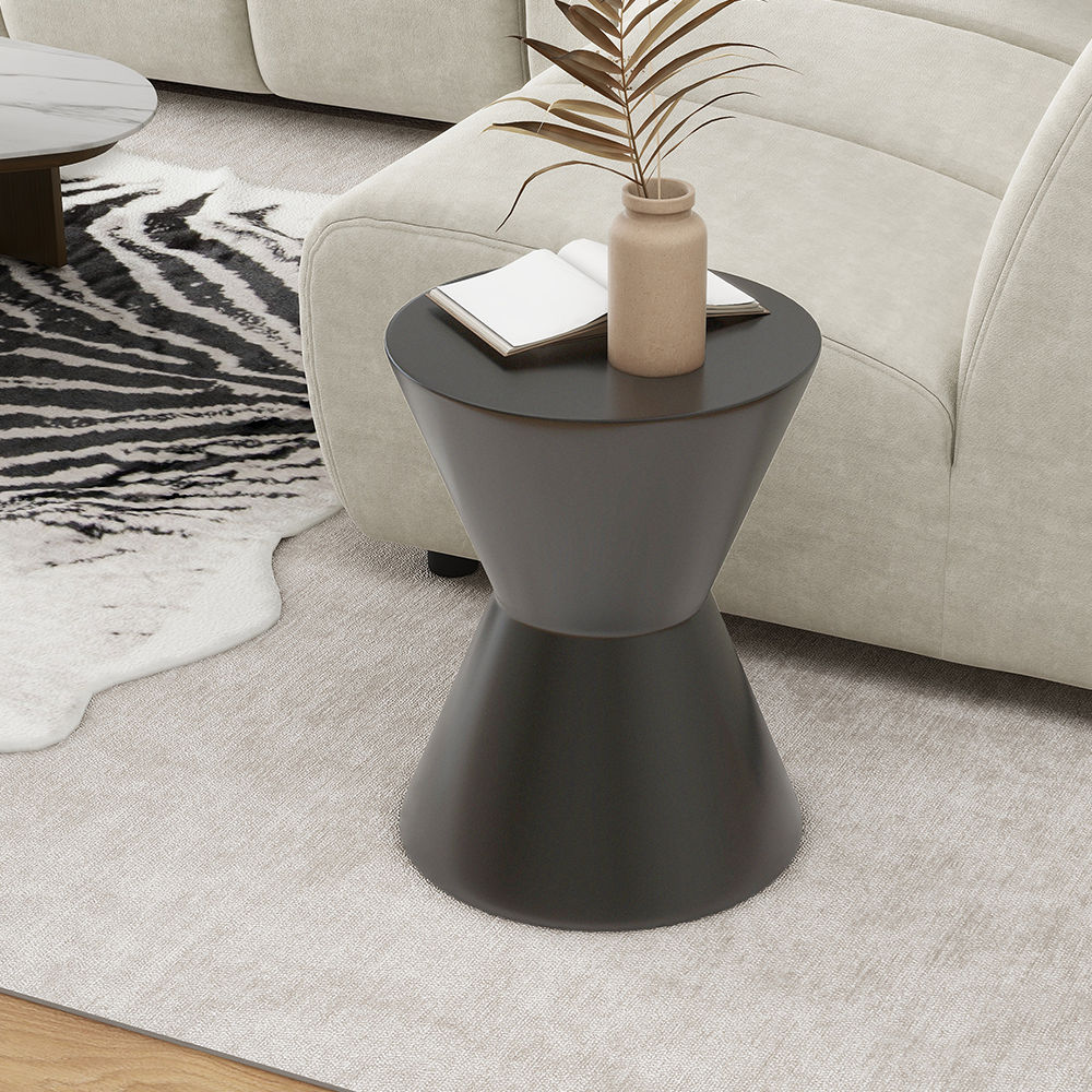 Glass Gray Fiberglass End & Side Tables