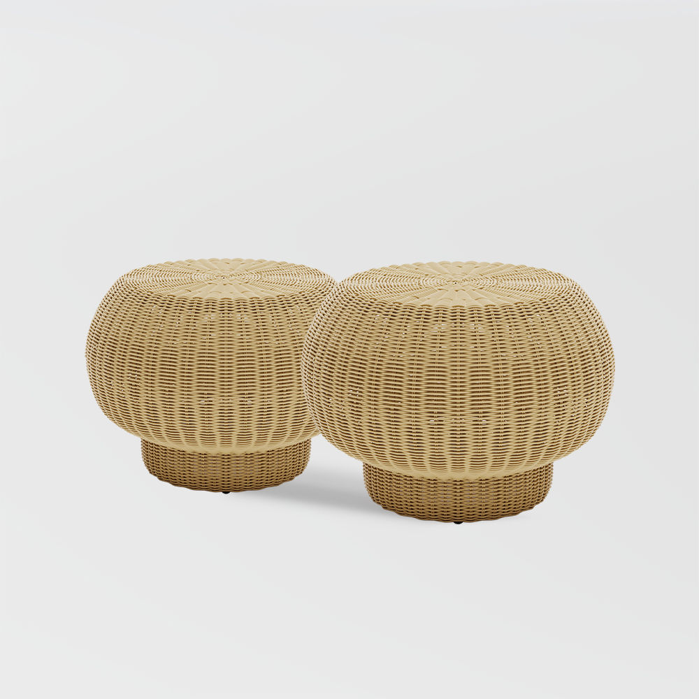 Modern Wood color Rattan End & Side Tables