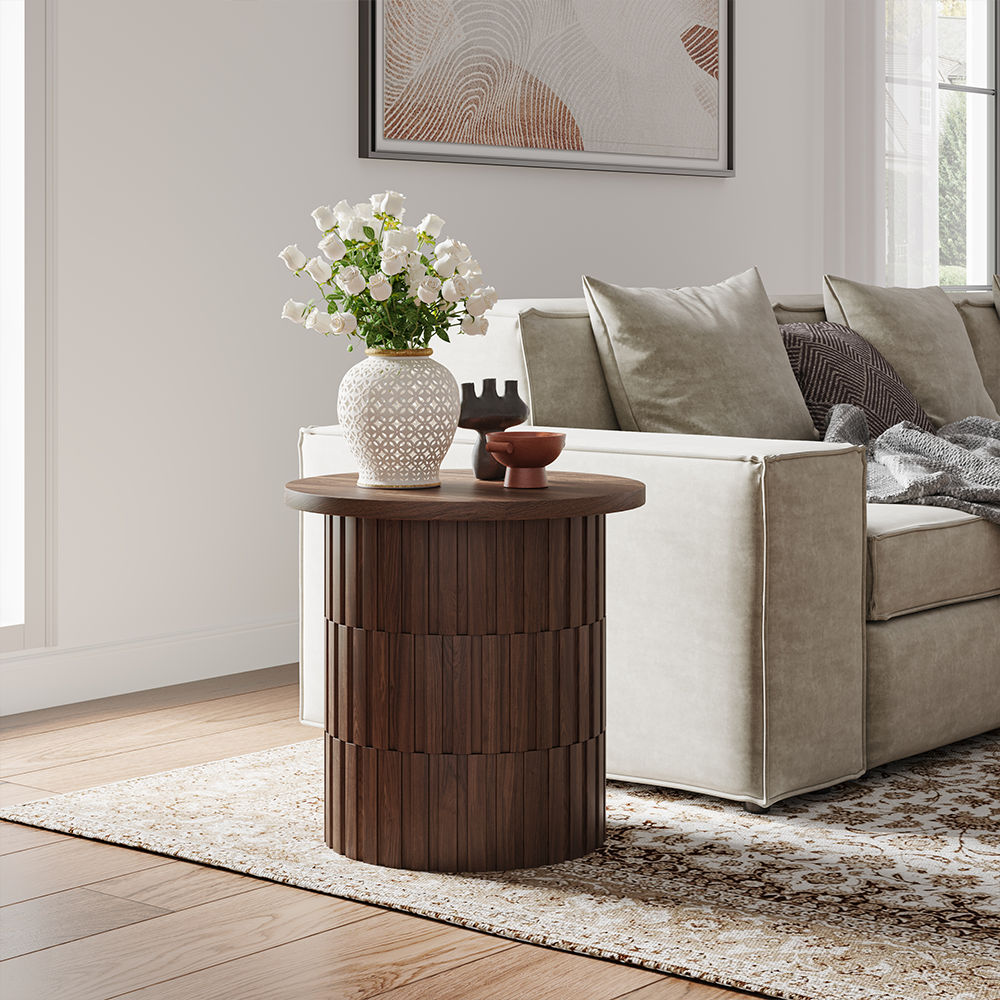 Sintered Stone Walnut MDF End & Side Tables