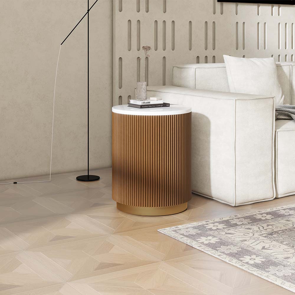Modern Walnut Color MDF End & Side Tables