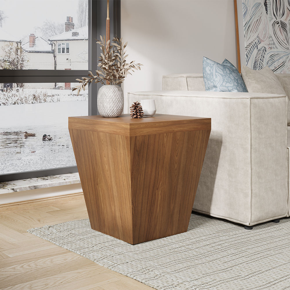 Fully Assemble Walnut Color MDF End & Side Tables