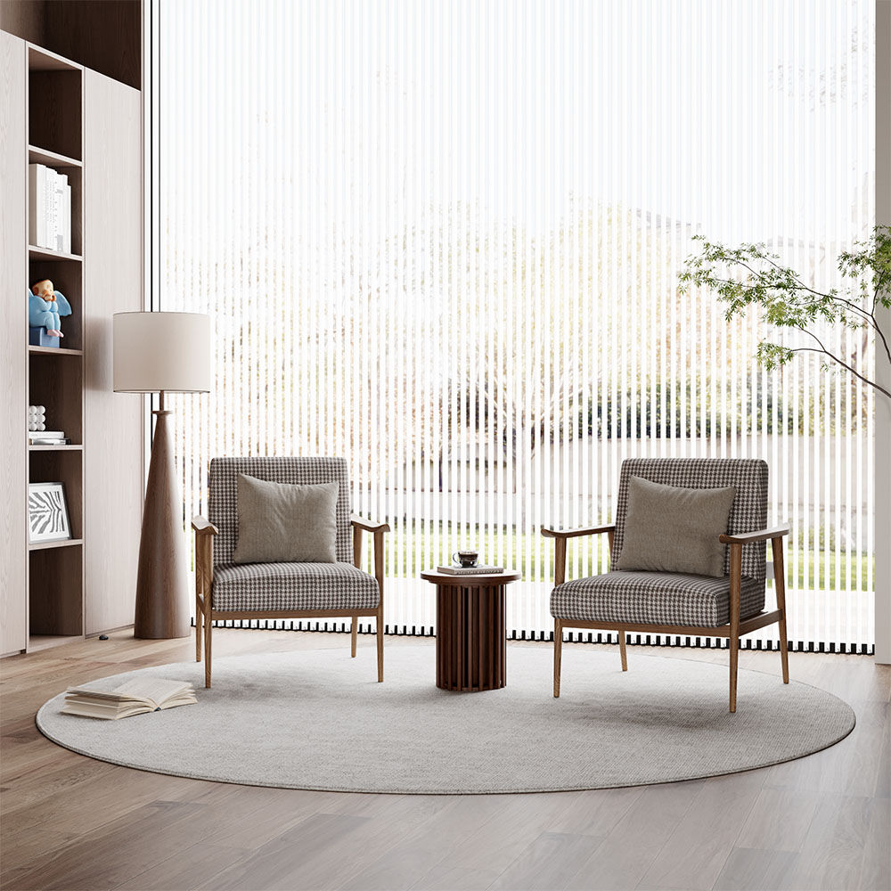 Modern Minimalist Walnut Color MDF End & Side Tables