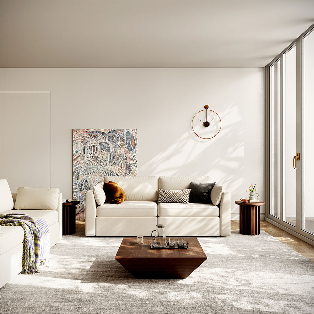 Round Walnut Color MDF End & Side Tables