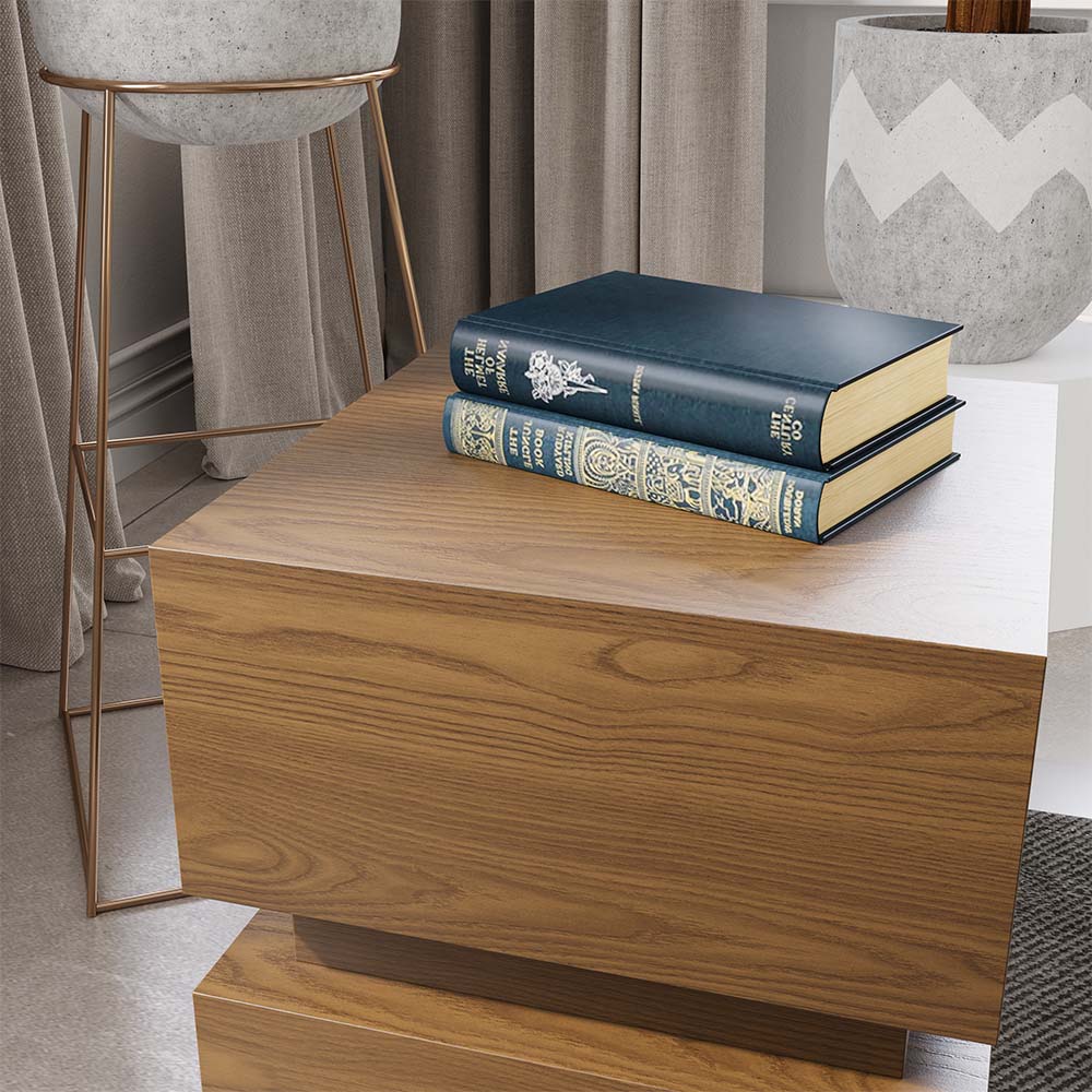 Mid Century Modern Walnut Color MDF End & Side Tables