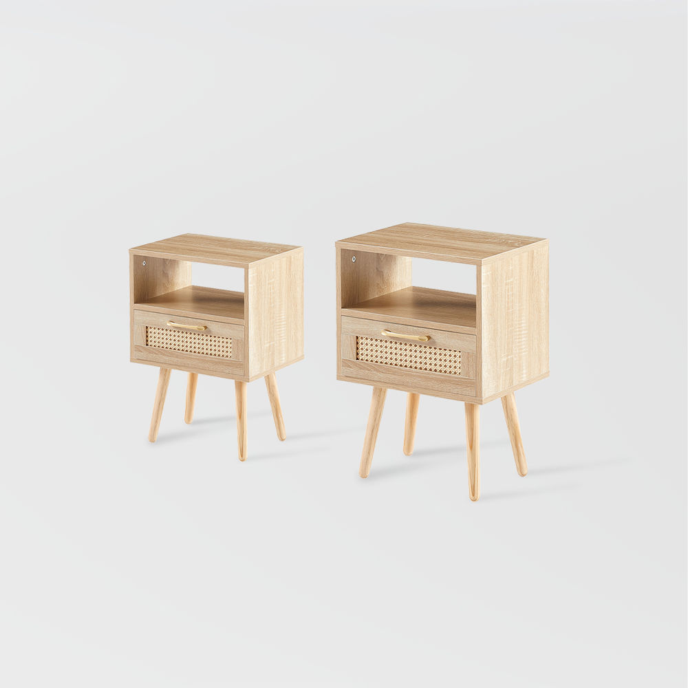 Modern Luxury Wood color MDF & Solid Wood End & Side Tables