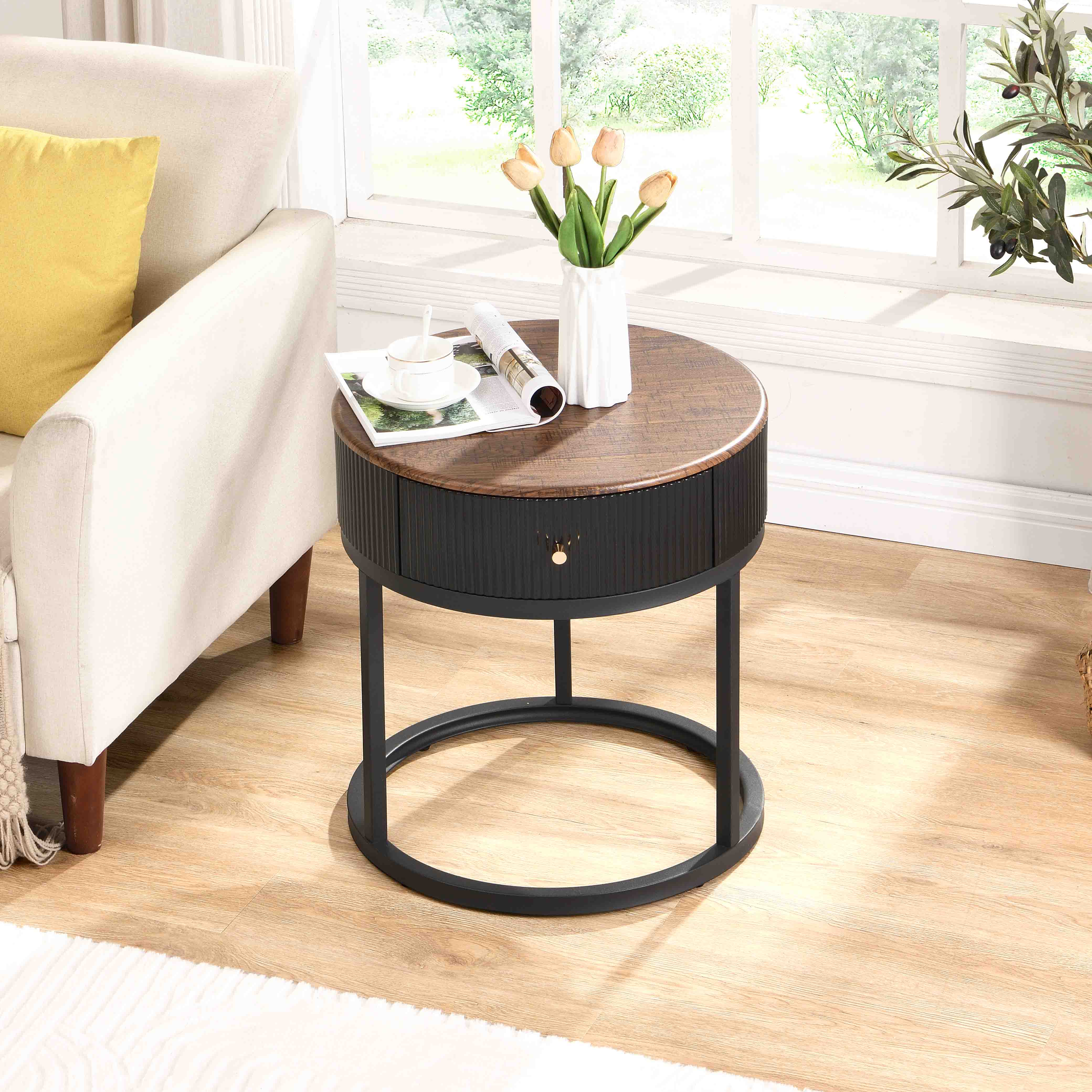 Modern Minimalist Black Iron End & Side Tables