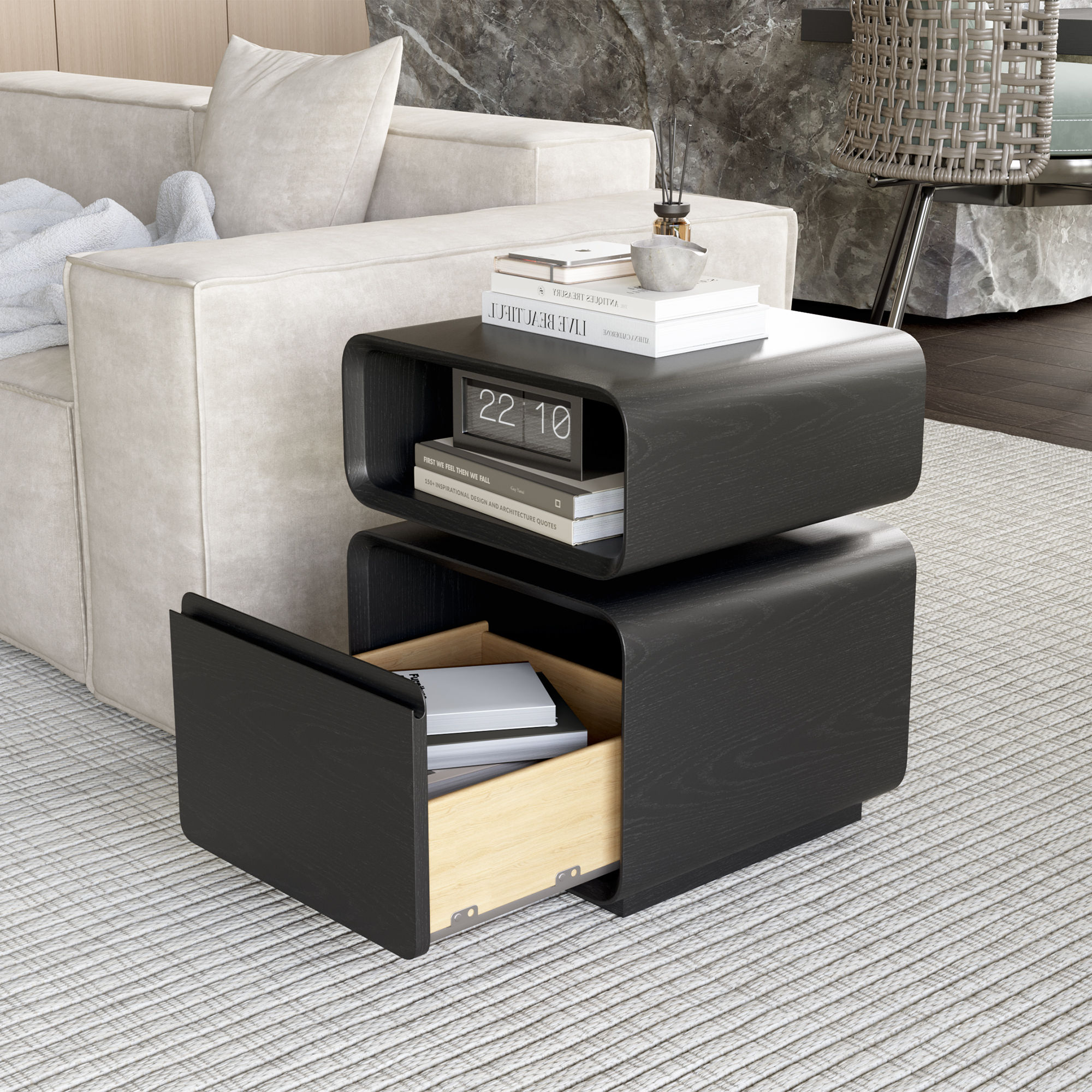 Black MDF End & Side Tables