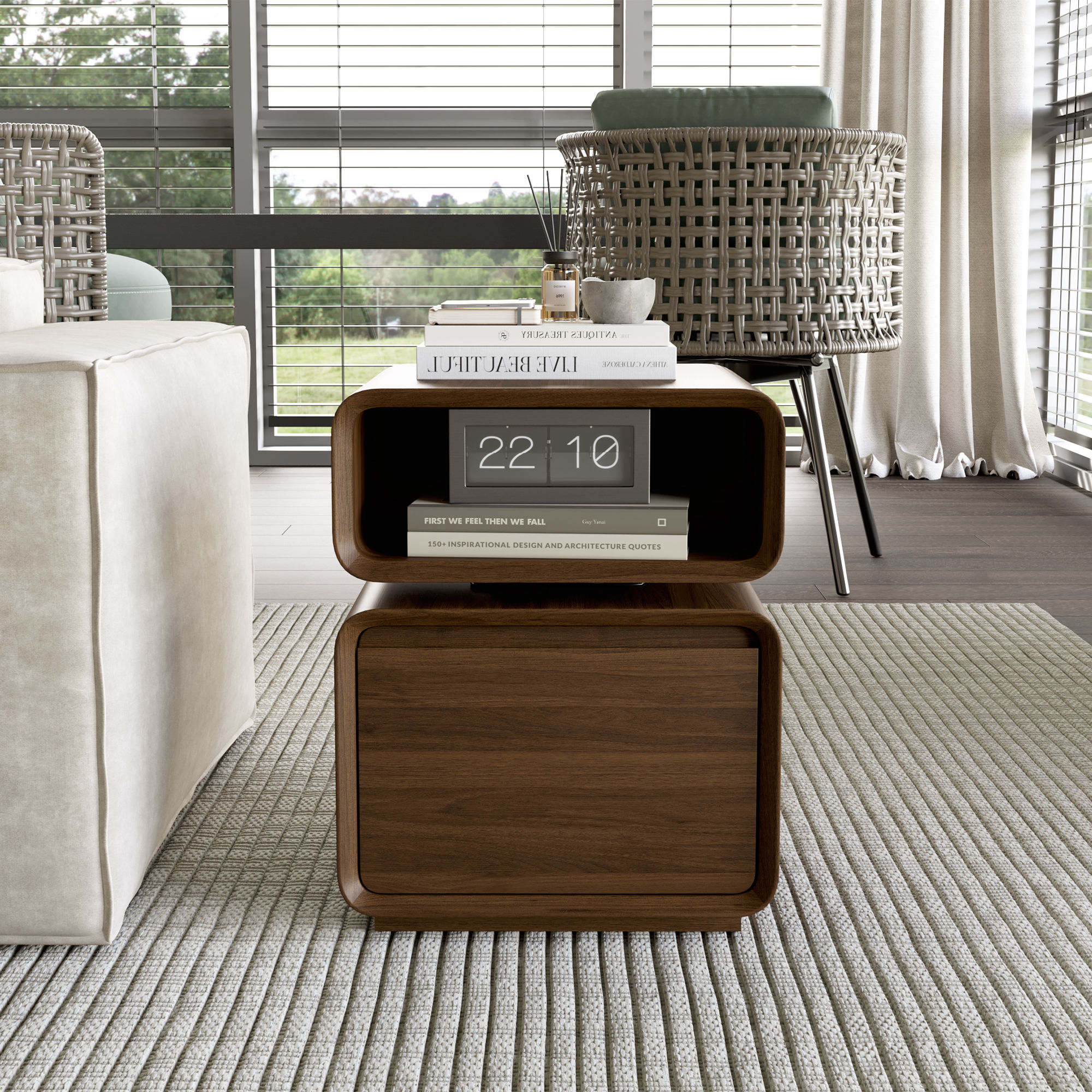 Walnut Color MDF End & Side Tables