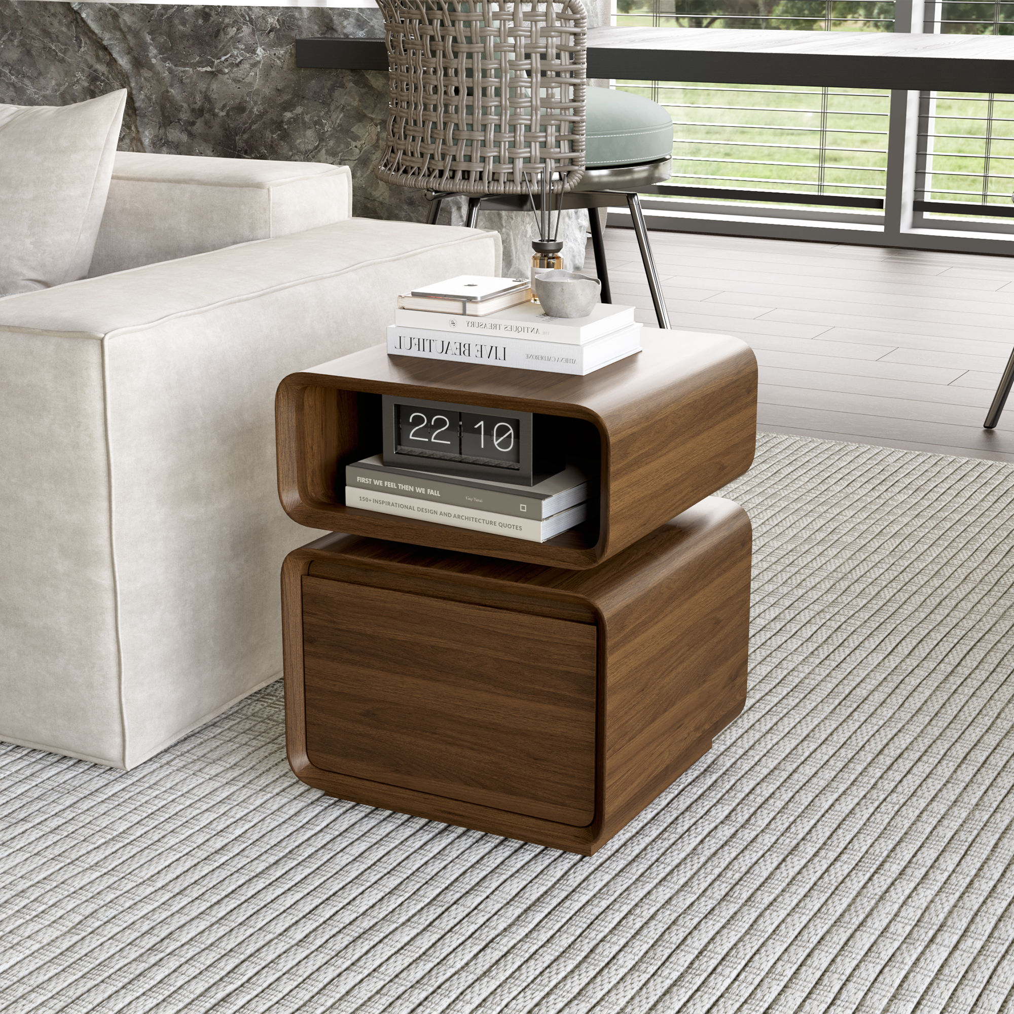 Walnut Color MDF End & Side Tables