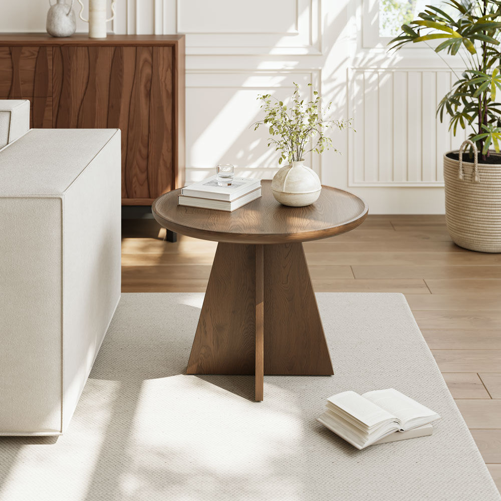 Wood Walnut Color Plywood End & Side Tables
