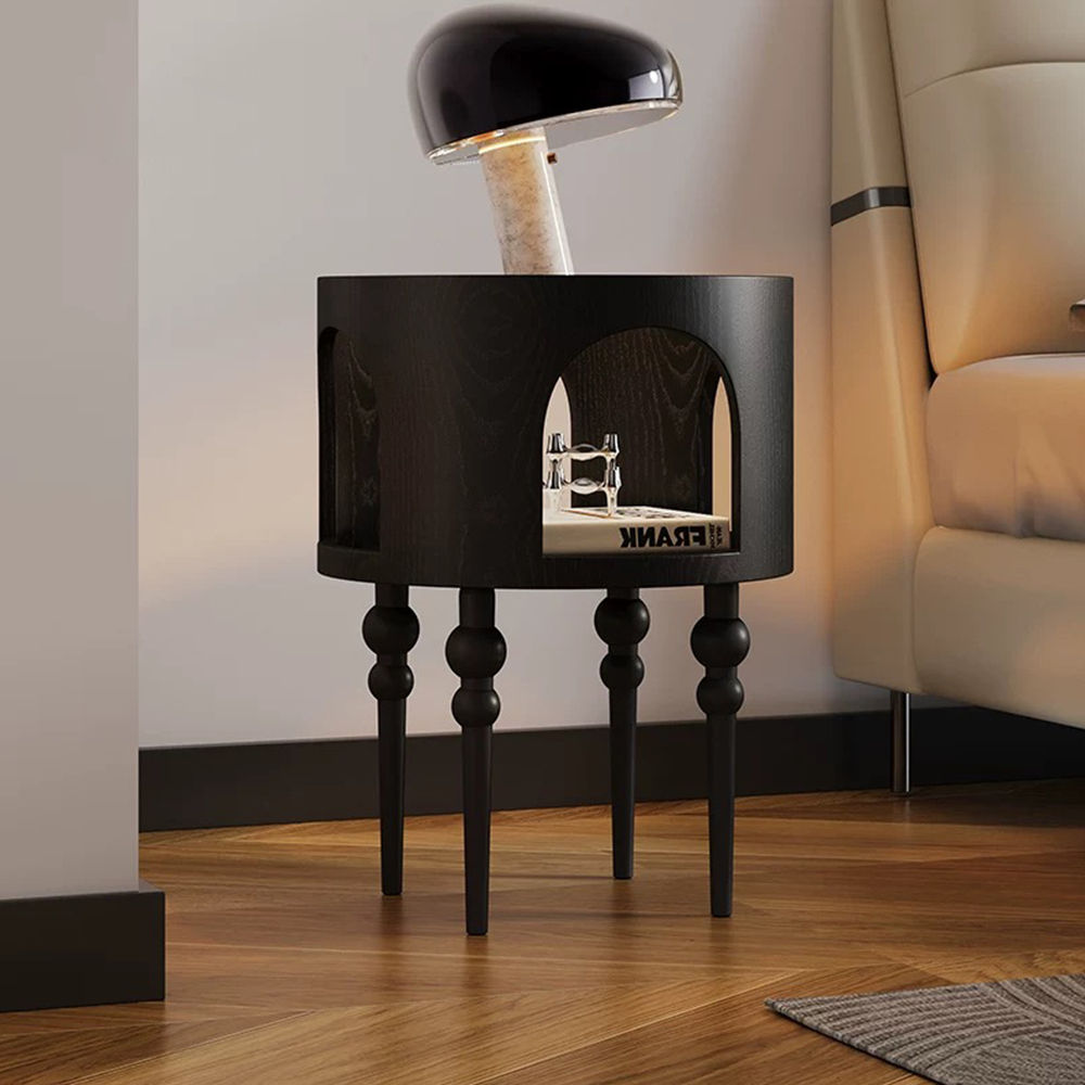 with Cabinets Black Plywood End & Side Tables