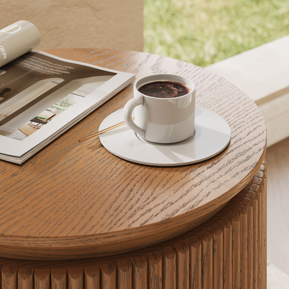 with Storage Walnut Color MDF End & Side Tables