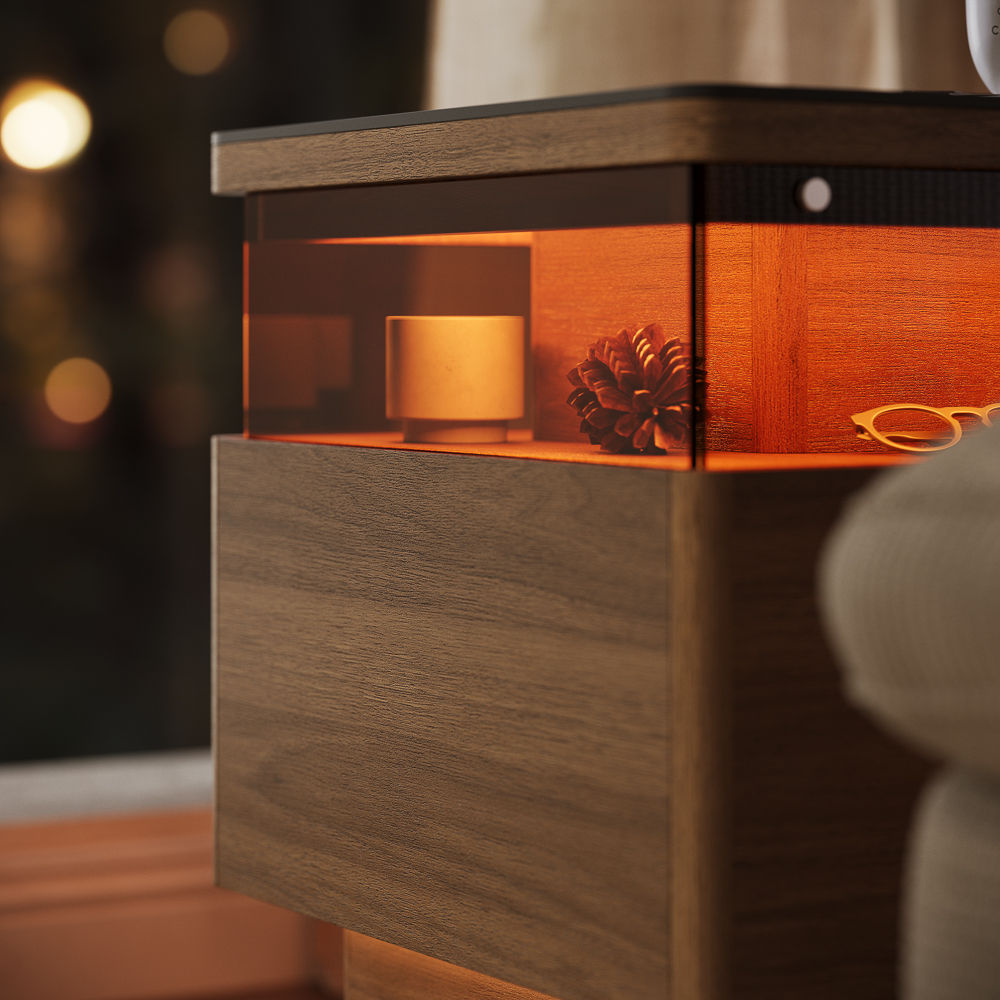 Living Spaces Dark Wood & Black Engineered Wood End & Side Tables