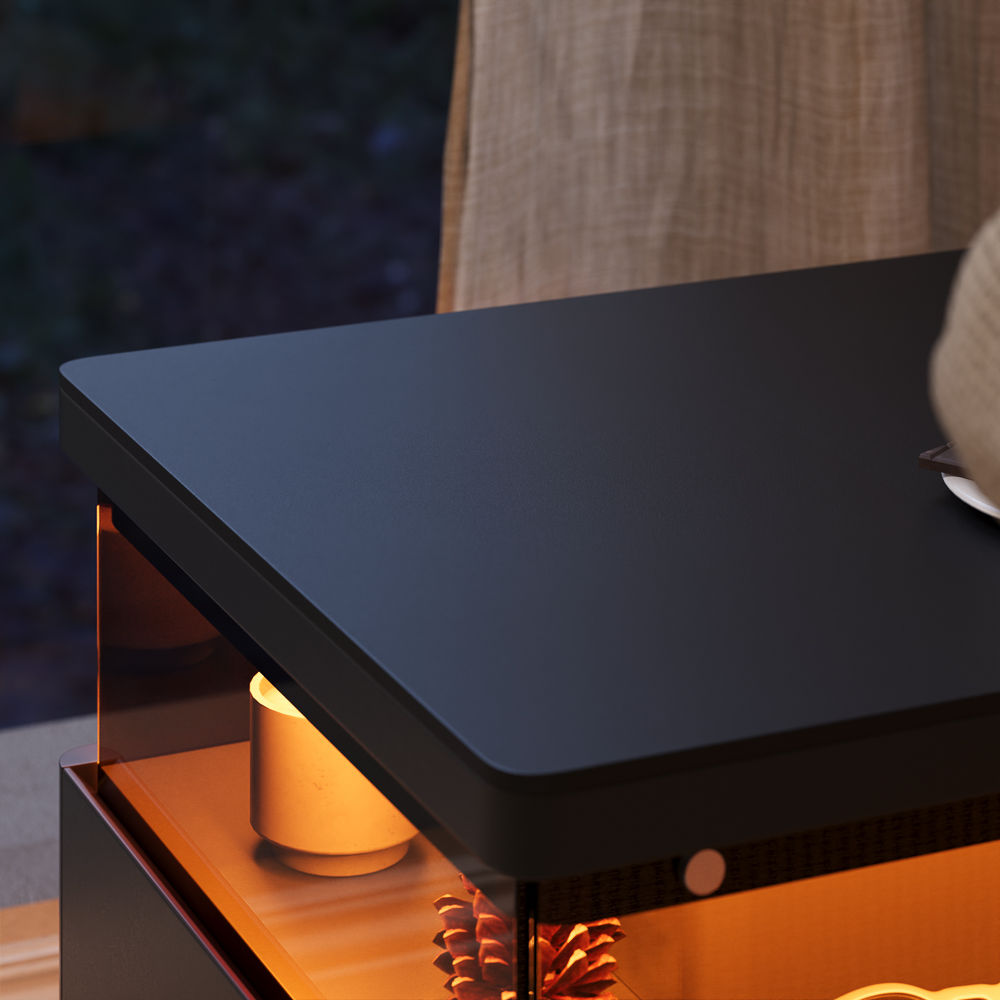 Black Engineered Wood End & Side Tables