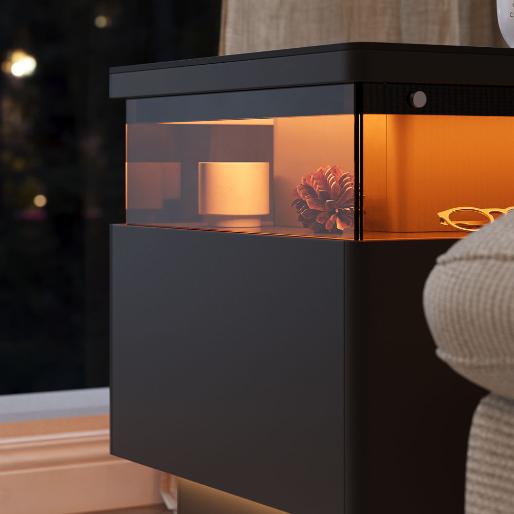 Black Engineered Wood End & Side Tables