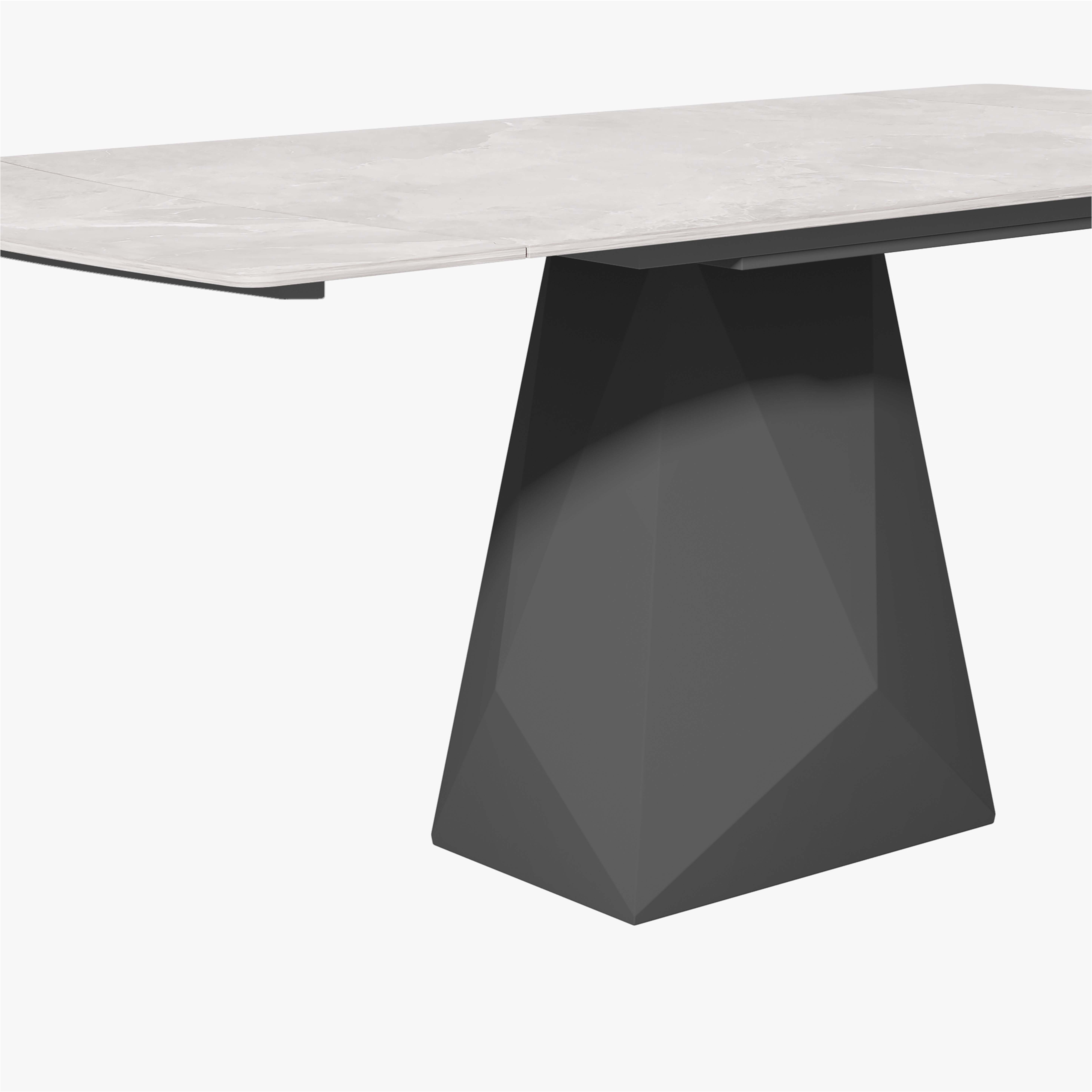 Metal Base Light Gray Glossy Sintered Stone Extendable Dining Tables