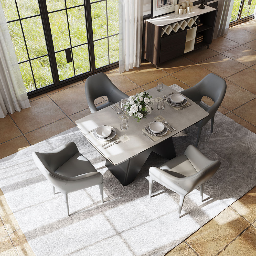 Modern Gray Matte Sintered Stone Extendable Dining Tables