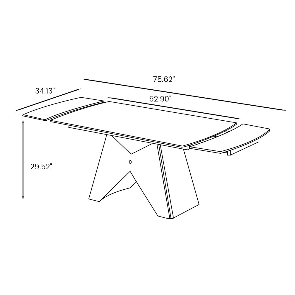 Partly Assemble Gray Matte Sintered Stone Extendable Dining Tables