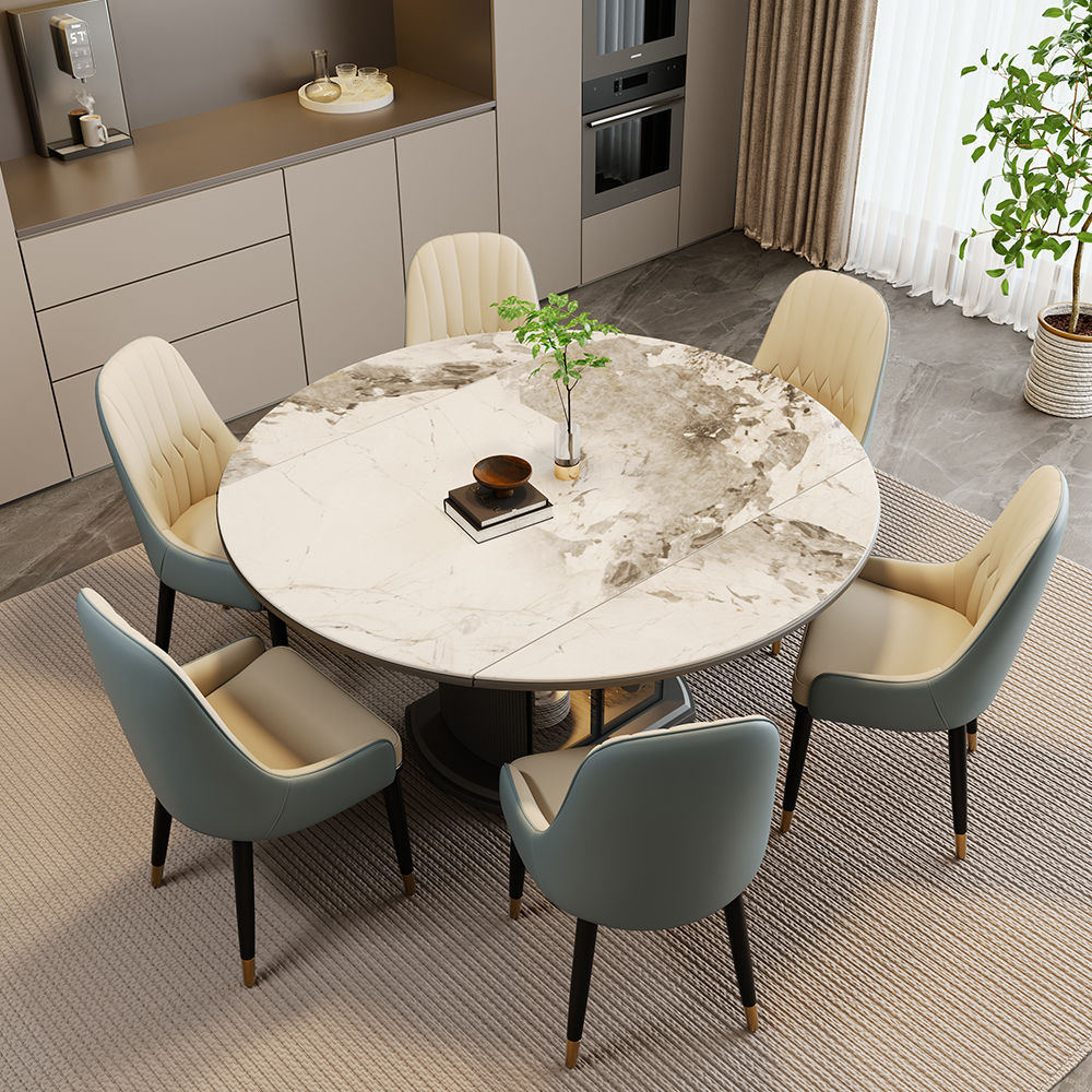 for 8 White Glossy Sintered Stone Extendable Dining Tables