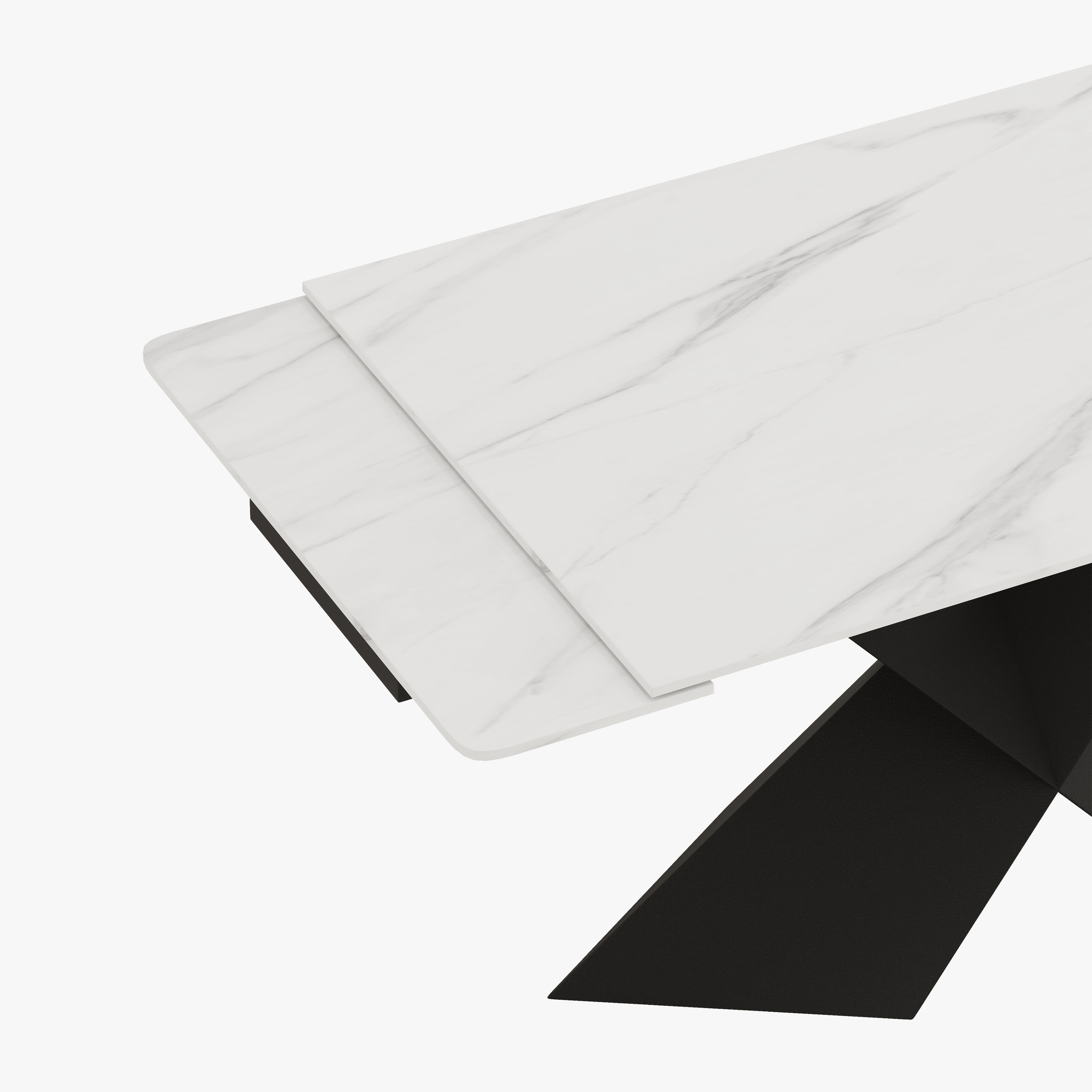 for 8 White Glossy Sintered Stone Extendable Dining Tables