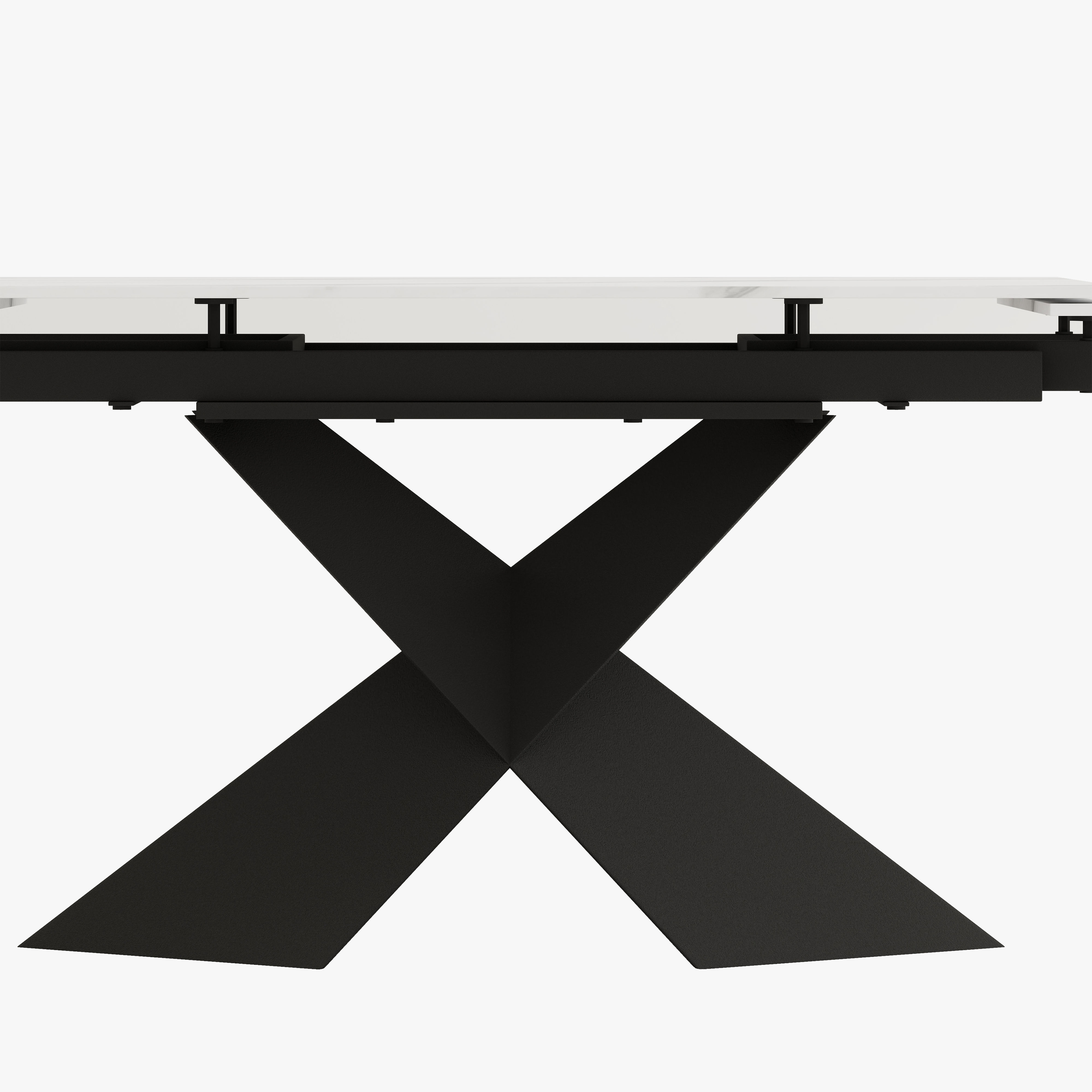 Partly Assemble White Glossy Sintered Stone Extendable Dining Tables