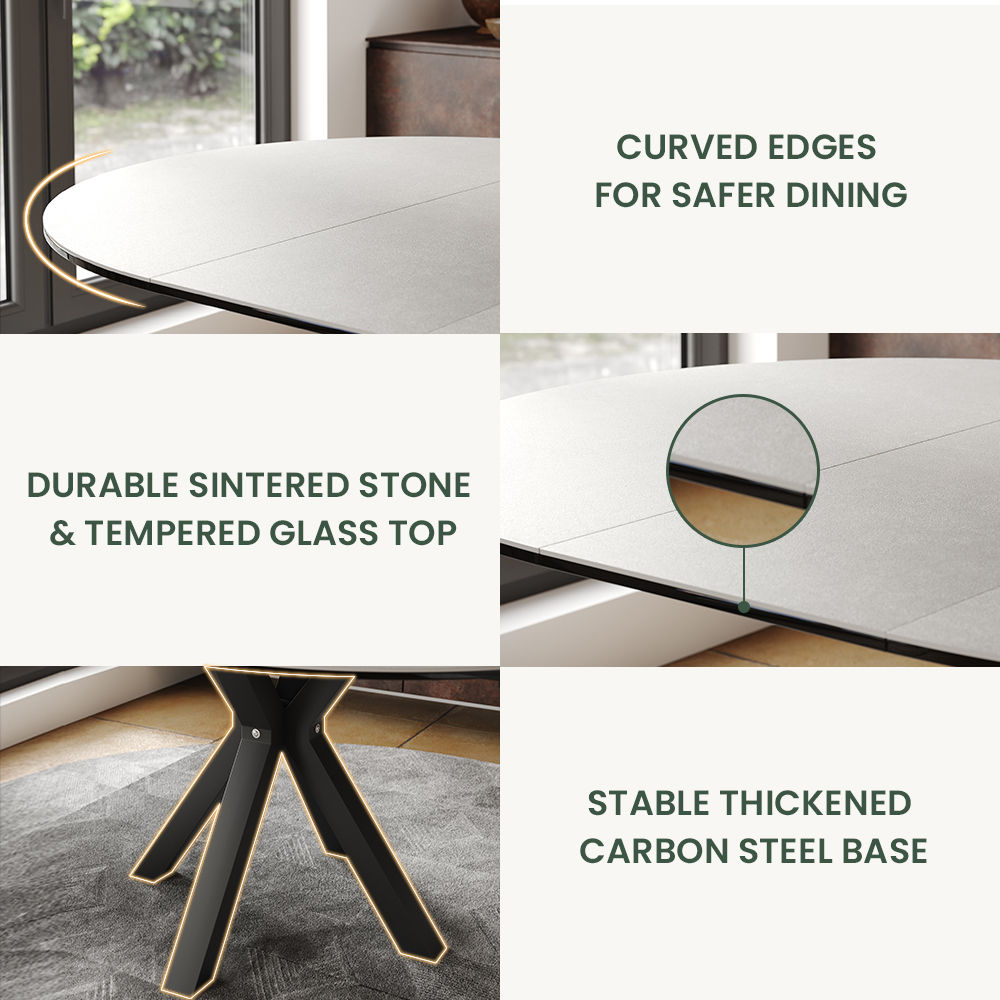 Extendable Gray Sintered Stone Extendable Dining Tables
