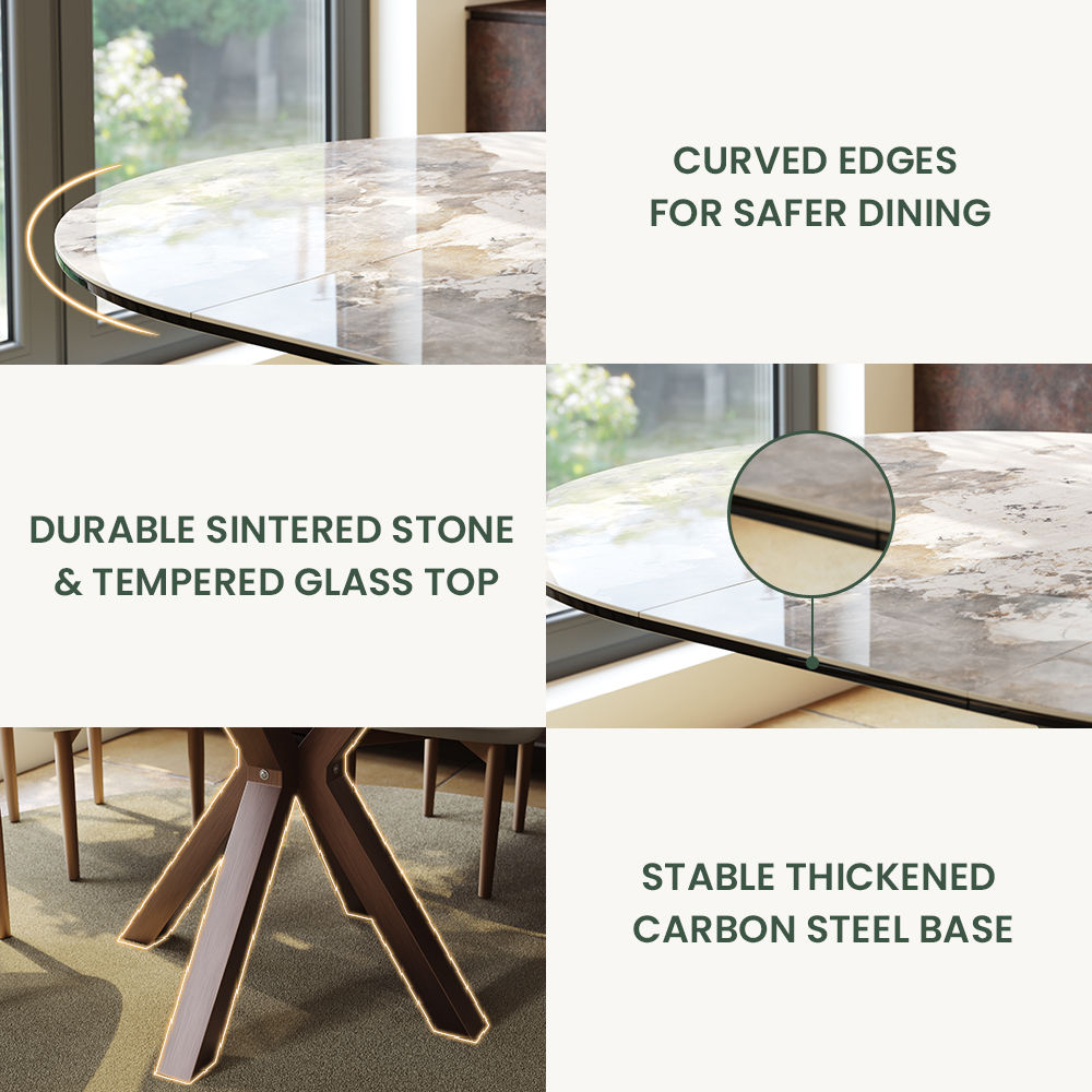 Pandora Pandora & Bronze Sintered Stone Extendable Dining Tables