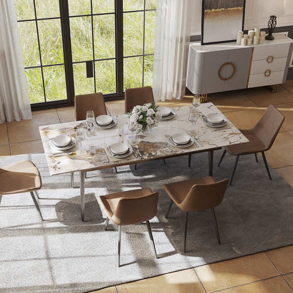 Black Pandora Sintered Stone Extendable Dining Tables