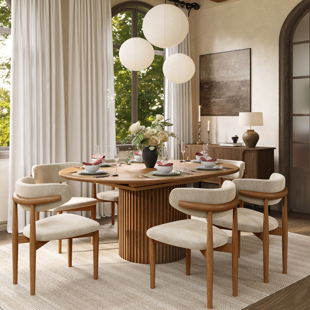 Kitchen Walnut Color MDF Extendable Dining Tables