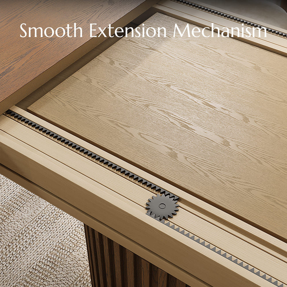 Extendable Walnut Color Engineered Wood Extendable Dining Tables
