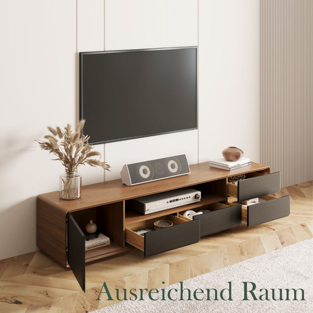 Schlafzimmer Dunkles Holz und Schwarz  MDF TV-Möbel