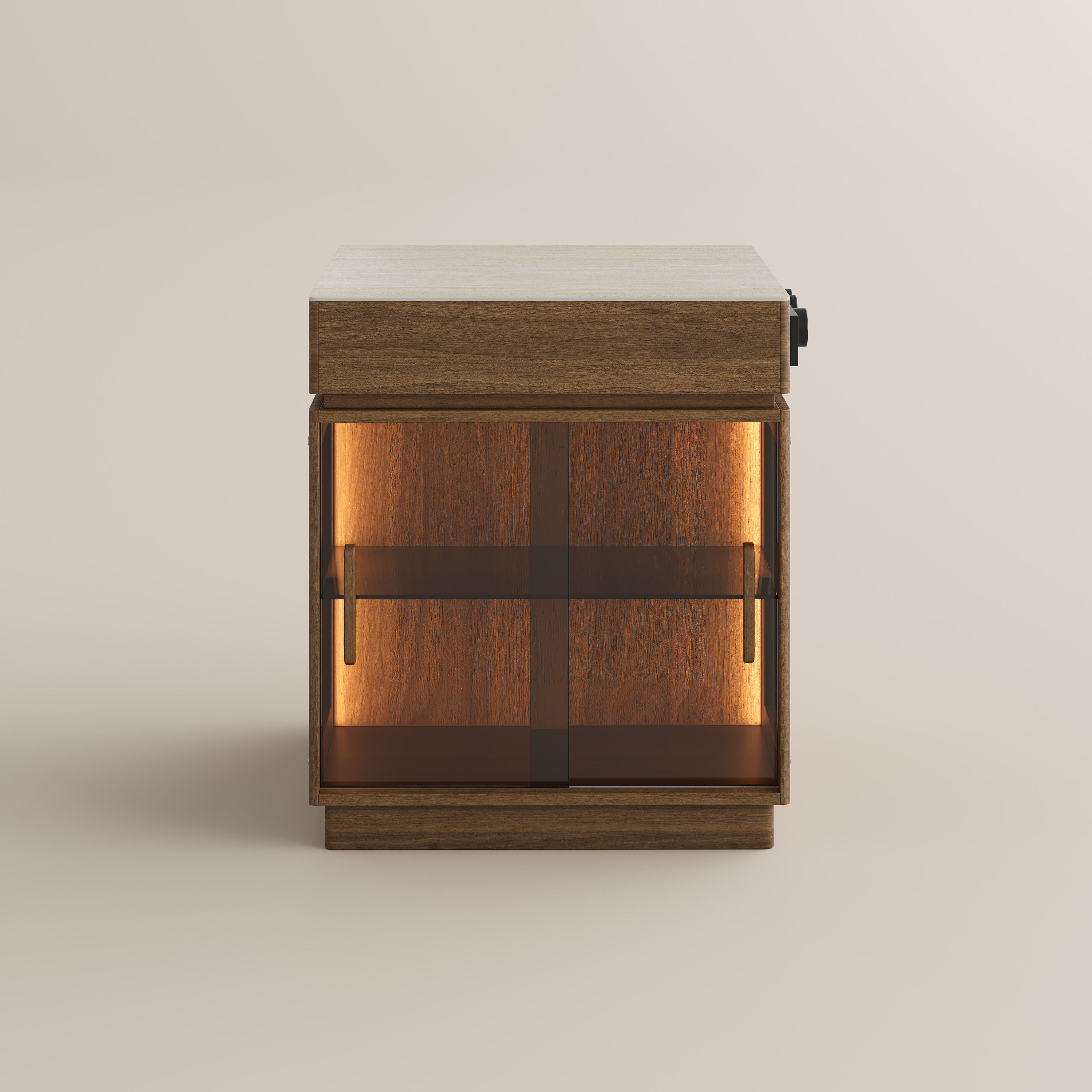 Fully Assembled Travertine & Walnut Kitchen Island