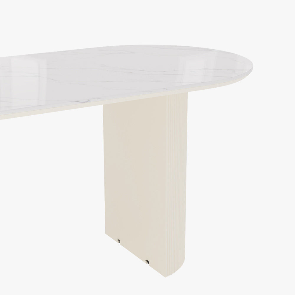 White Glossy Sintered Stone Kitchen Island