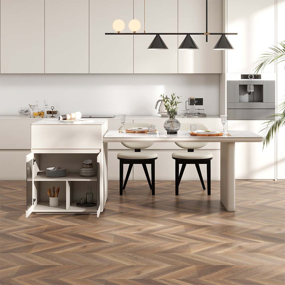 White Sintered Stone Kitchen Island