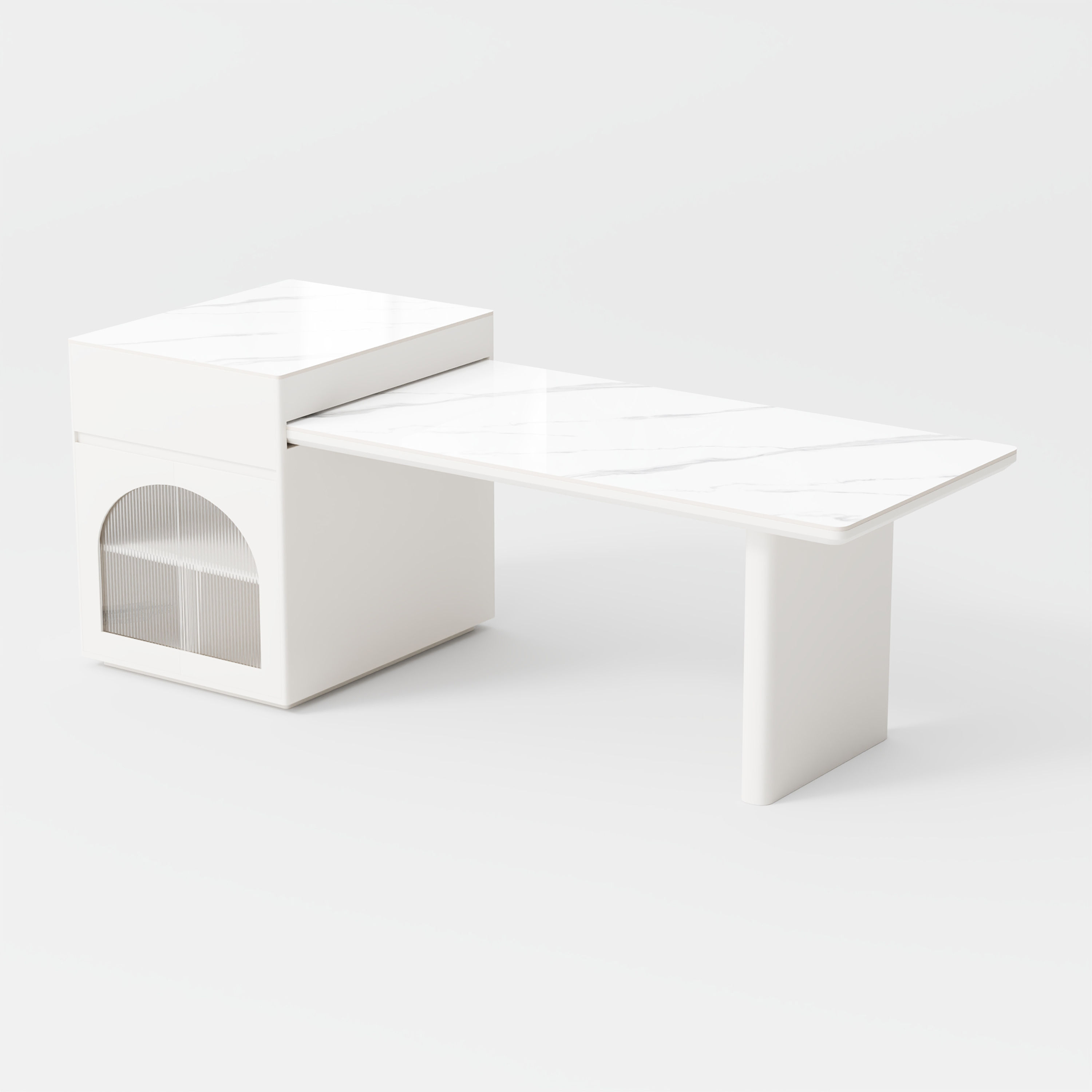 White Sintered Stone Kitchen Island