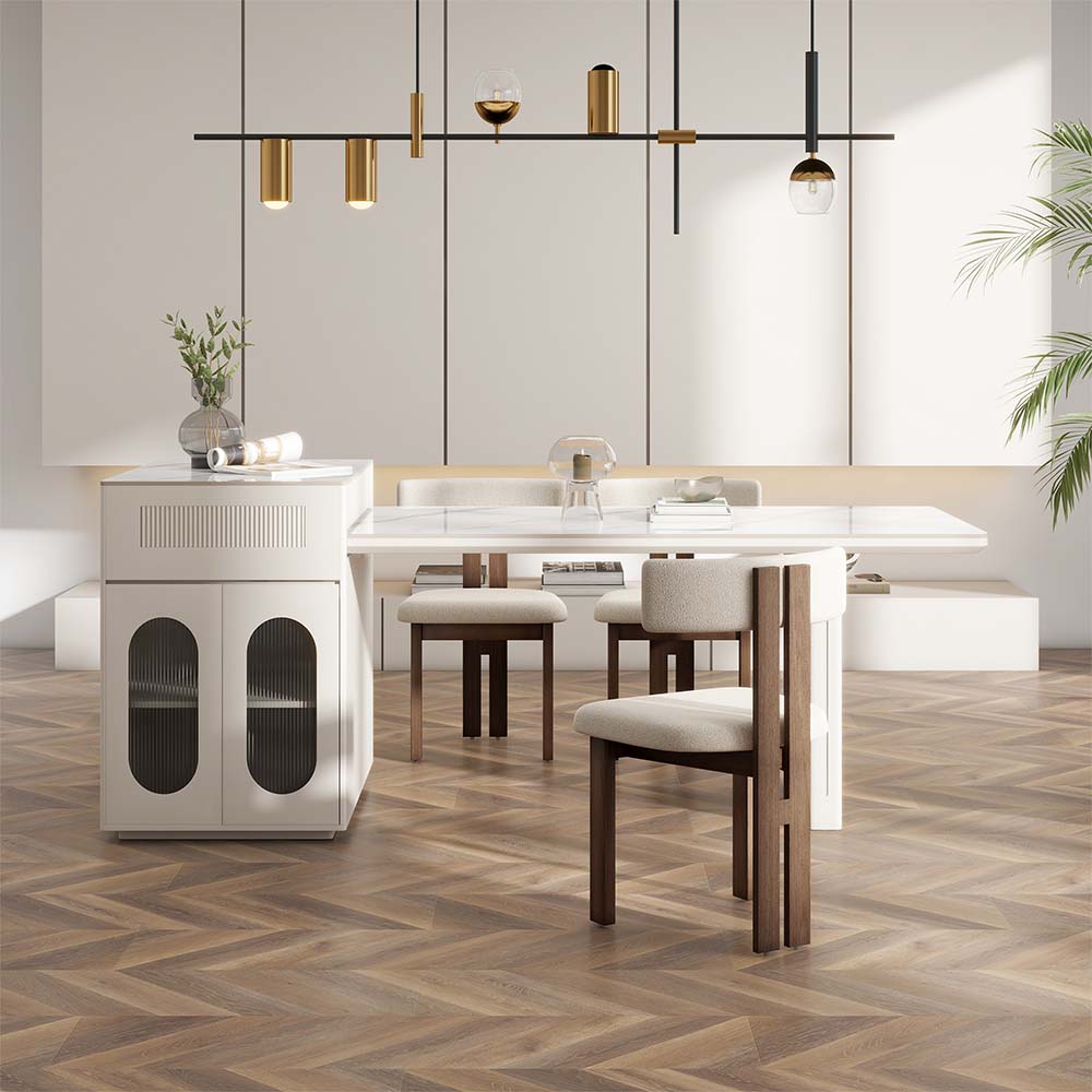 White Sintered Stone Kitchen Island