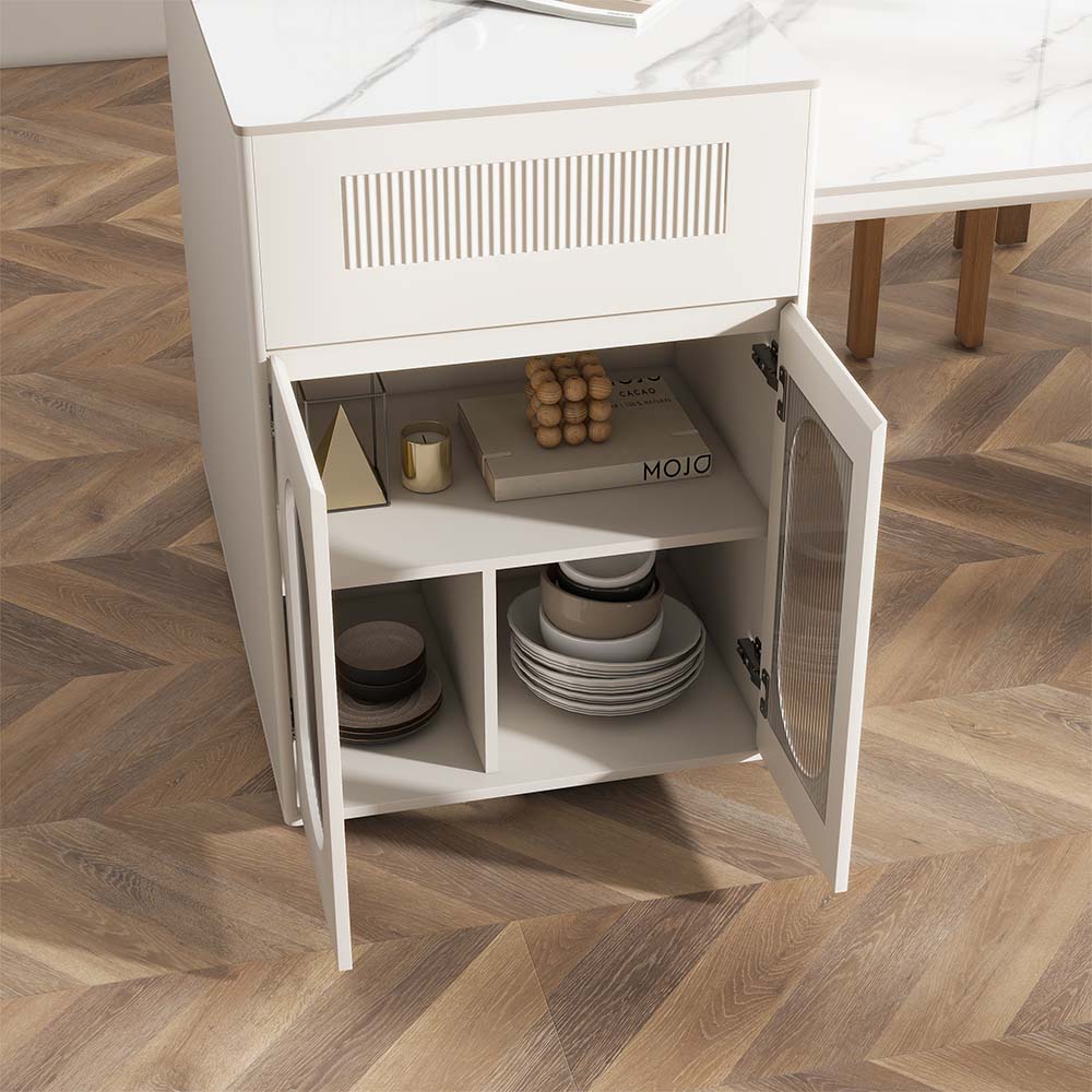 White Sintered Stone Kitchen Island