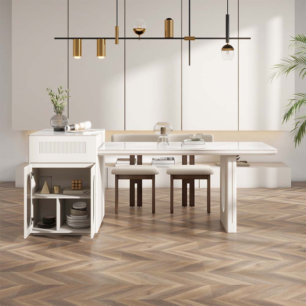 White Sintered Stone Kitchen Island
