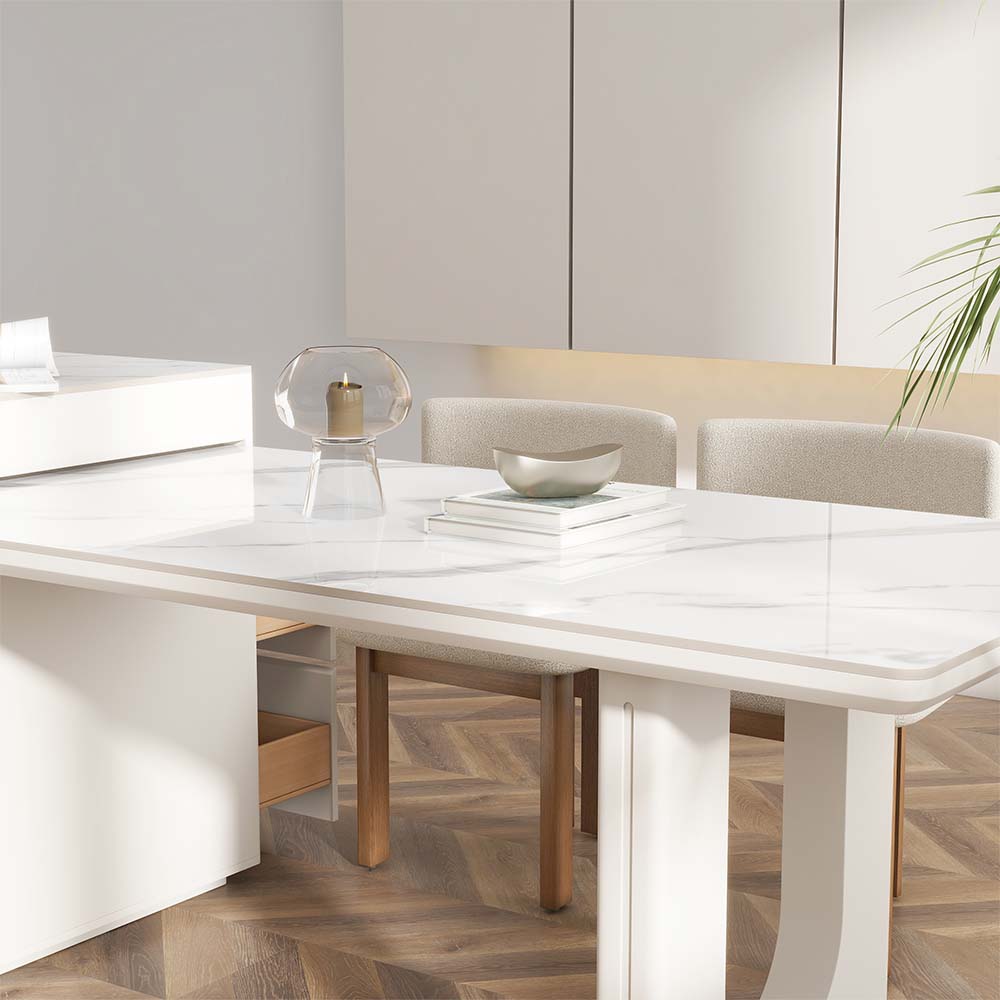 White Sintered Stone Kitchen Island