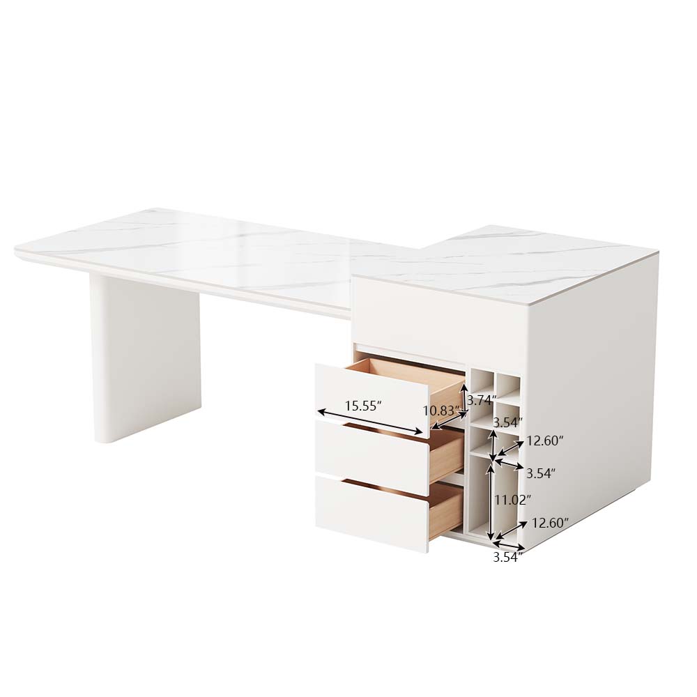 White Sintered Stone Kitchen Island
