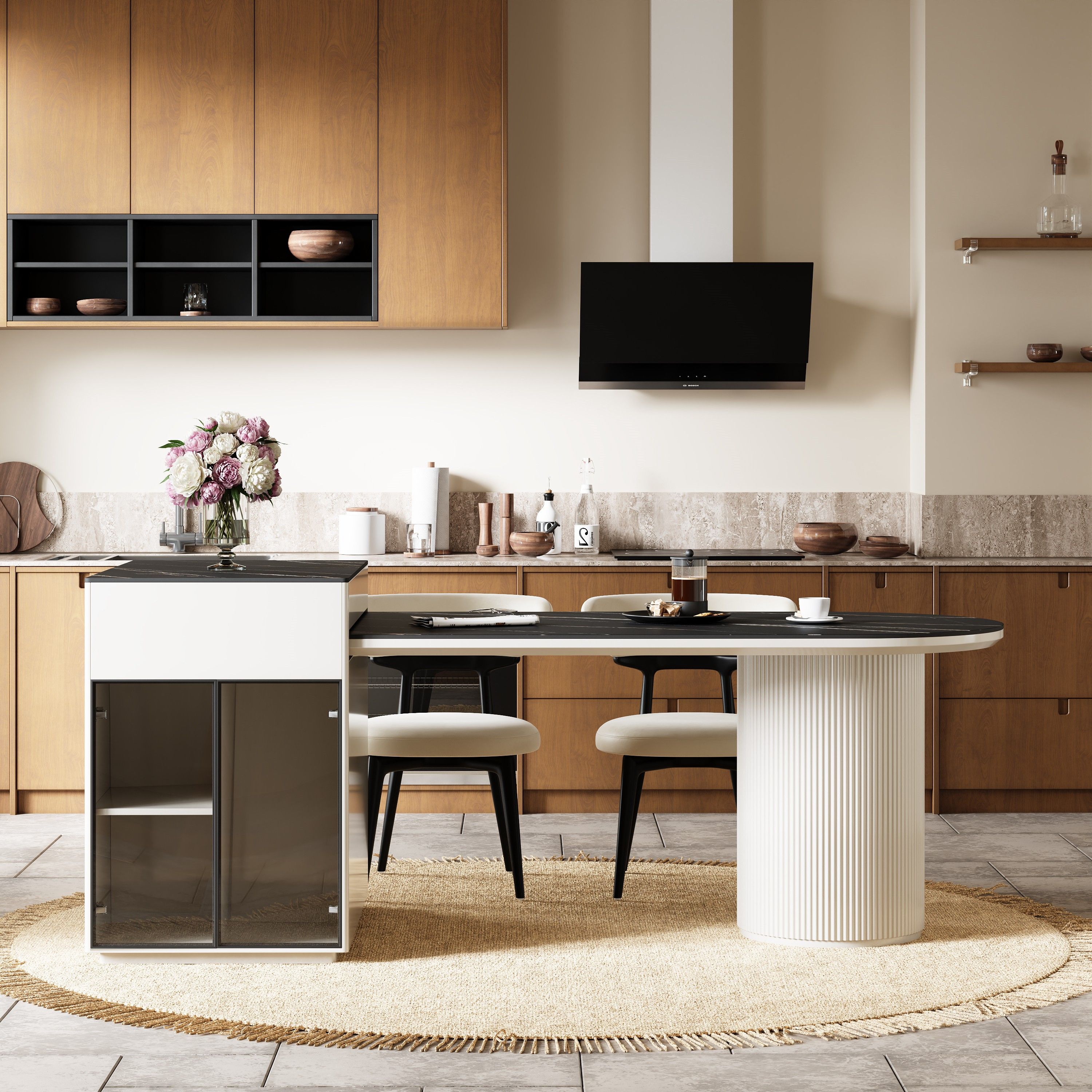 Black Sintered Stone Kitchen Island