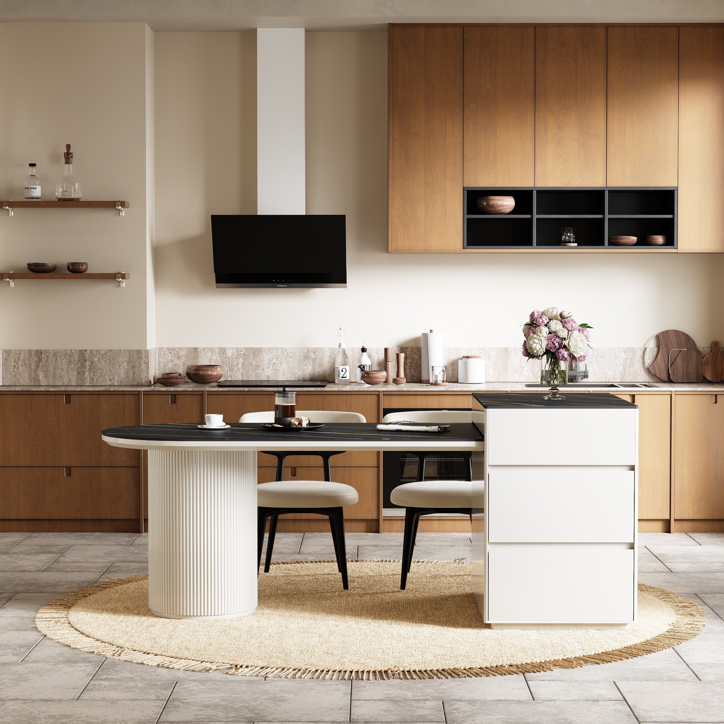 Black Sintered Stone Kitchen Island