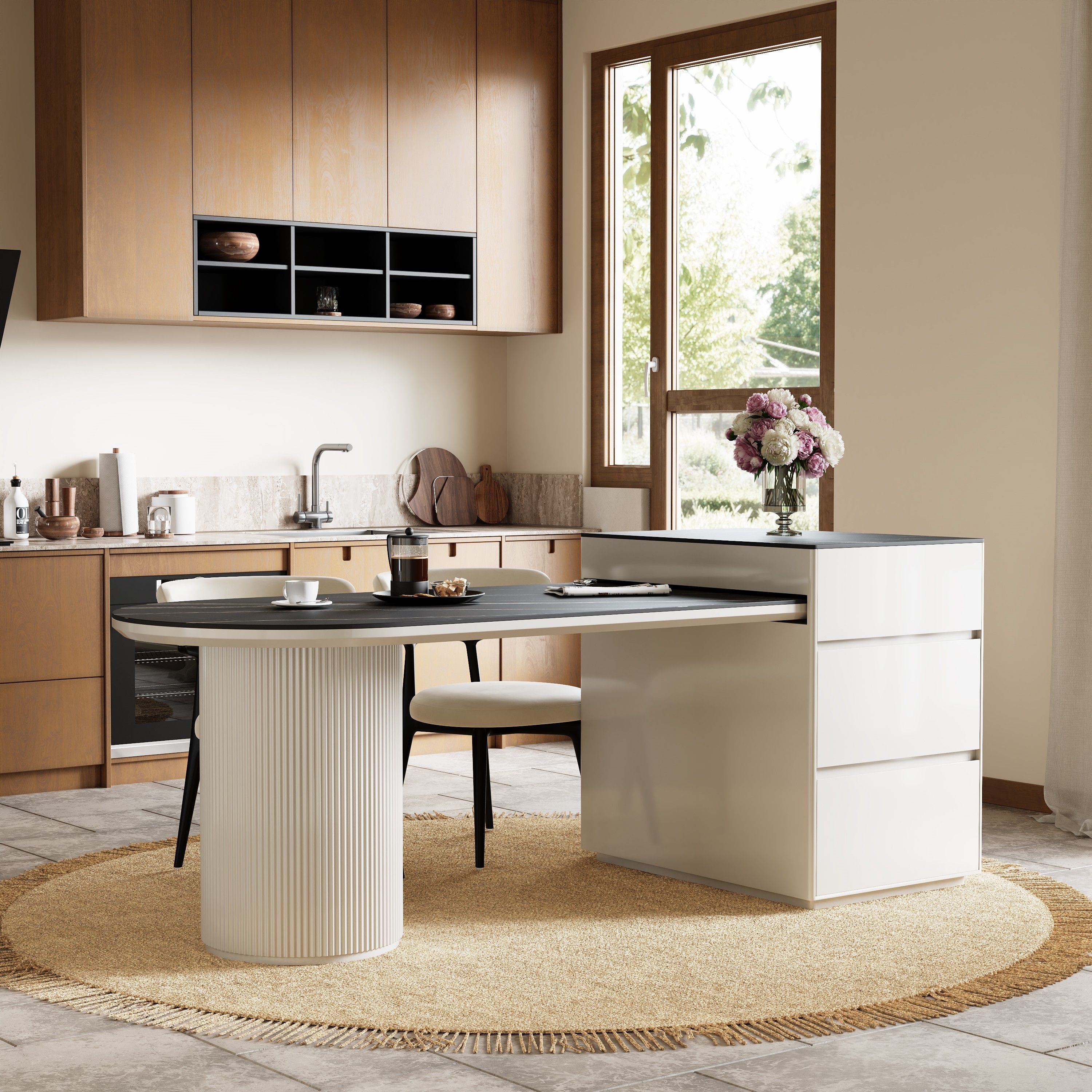 Black Sintered Stone Kitchen Island