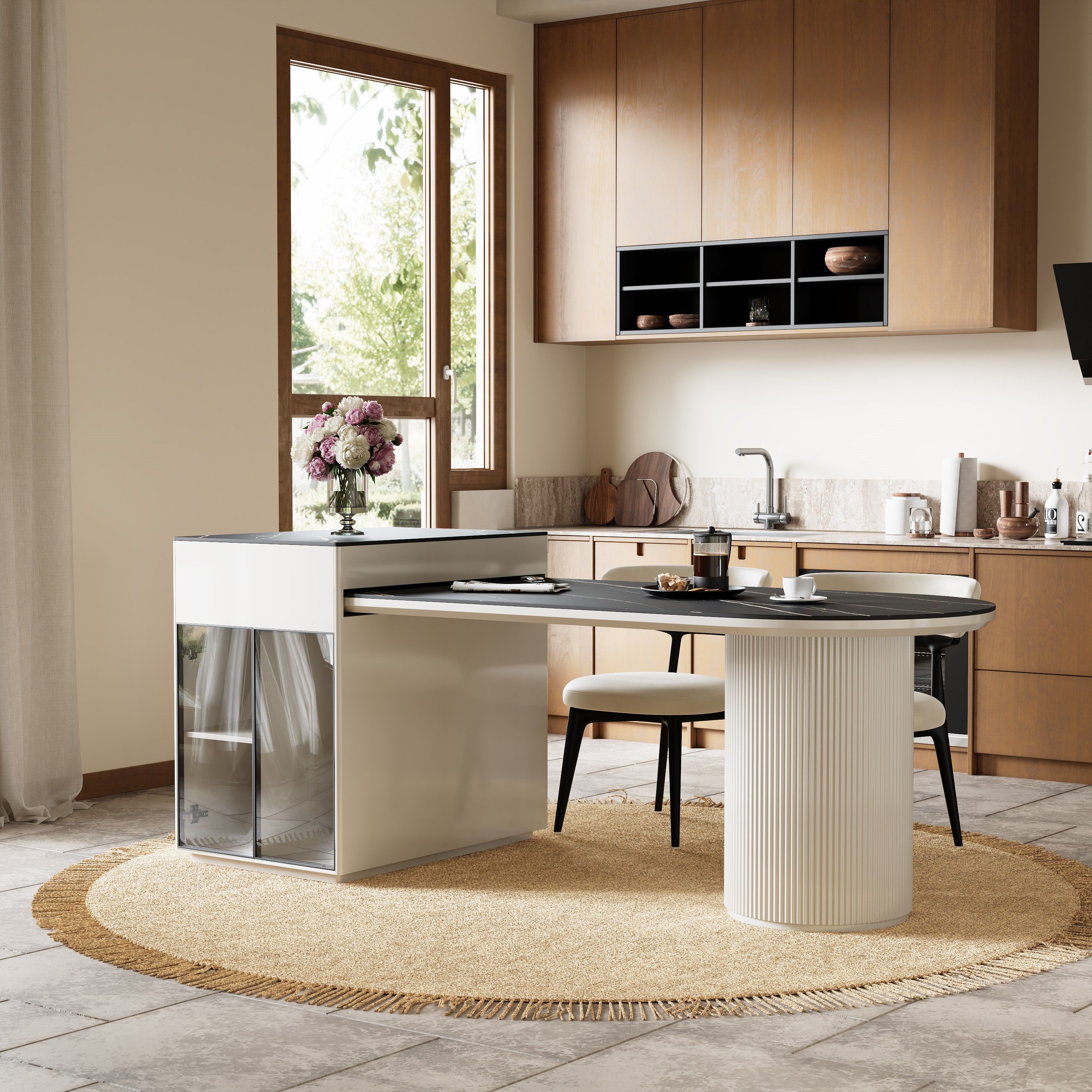 Black Sintered Stone Kitchen Island